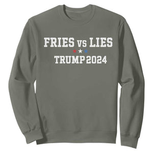 Funny Trump French Fry Sweatshirt Fries vs Lies 2024 TS02 Military Green Print Your Wear