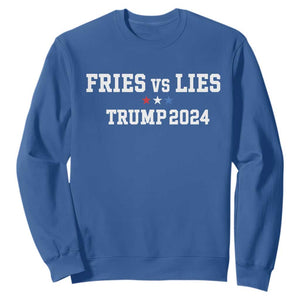 Funny Trump French Fry Sweatshirt Fries vs Lies 2024 TS02 Royal Blue Print Your Wear