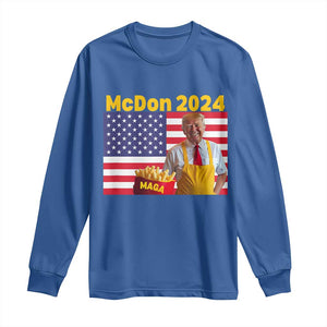 Funny Trump French Fries Long Sleeve Shirt McDon 2024 American Flag Cooking Fry TS02 Royal Blue Print Your Wear