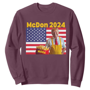 Funny Trump French Fries Sweatshirt McDon 2024 American Flag Cooking Fry TS02 Maroon Print Your Wear