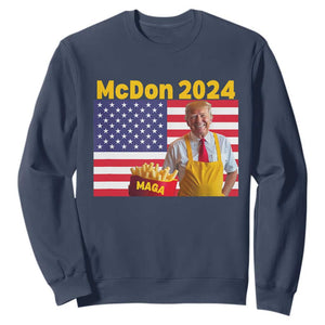 Funny Trump French Fries Sweatshirt McDon 2024 American Flag Cooking Fry TS02 Navy Print Your Wear