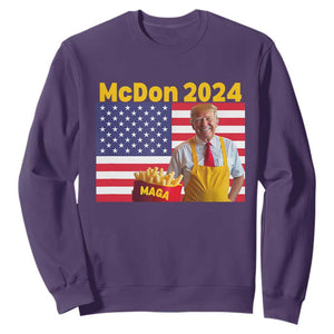 Funny Trump French Fries Sweatshirt McDon 2024 American Flag Cooking Fry TS02 Purple Print Your Wear