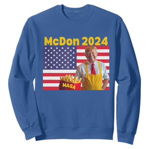 Funny Trump French Fries Sweatshirt McDon 2024 American Flag Cooking Fry TS02 Royal Blue Print Your Wear