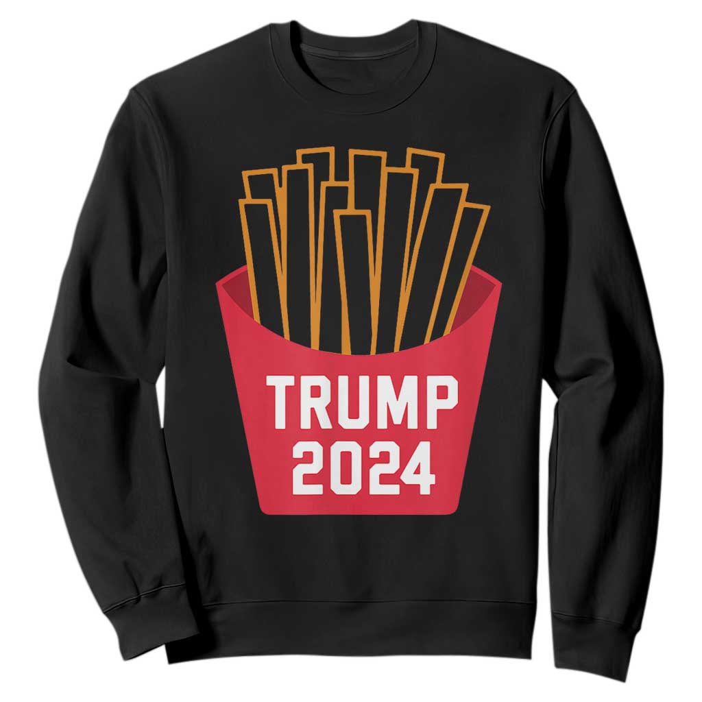 Funny Trump 2024 French Fries Sweatshirt Fast Food Lover TS02 Black Print Your Wear