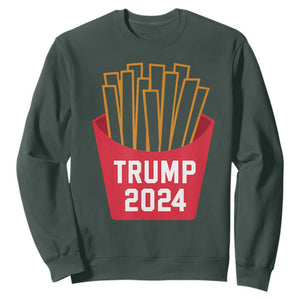 Funny Trump 2024 French Fries Sweatshirt Fast Food Lover TS02 Dark Forest Green Print Your Wear