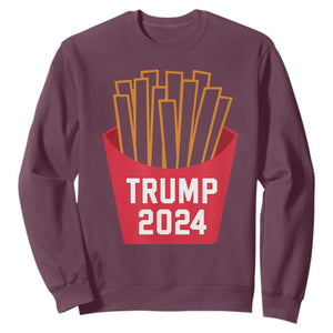 Funny Trump 2024 French Fries Sweatshirt Fast Food Lover TS02 Maroon Print Your Wear