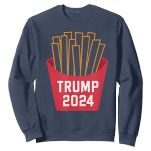 Funny Trump 2024 French Fries Sweatshirt Fast Food Lover TS02 Navy Print Your Wear