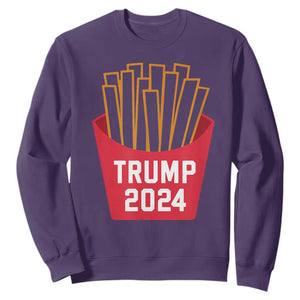 Funny Trump 2024 French Fries Sweatshirt Fast Food Lover TS02 Purple Print Your Wear