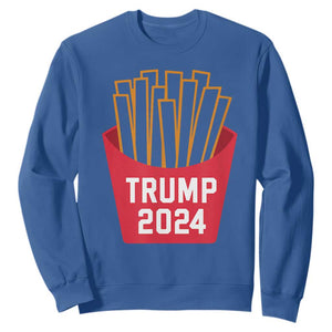 Funny Trump 2024 French Fries Sweatshirt Fast Food Lover TS02 Royal Blue Print Your Wear