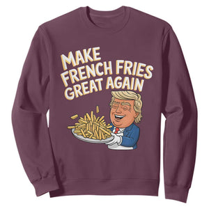 Funny Trump Fry 2024 Sweatshirt Make French Fries Great Again Cooking TS02 Maroon Print Your Wear