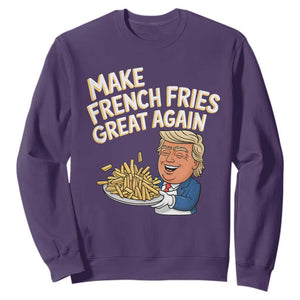 Funny Trump Fry 2024 Sweatshirt Make French Fries Great Again Cooking TS02 Purple Print Your Wear