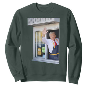 Funny Trump French Fries Sweatshirt 47th US President TS02 Dark Forest Green Print Your Wear