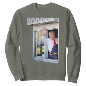 Funny Trump French Fries Sweatshirt 47th US President TS02 Military Green Print Your Wear