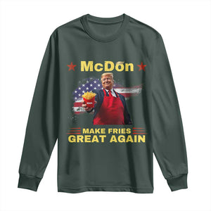 Funny Trump Friend Fry Long Sleeve Shirt McDon 2024 Make Fries Great Again TS02 Dark Forest Green Print Your Wear