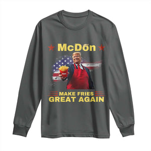 Funny Trump Friend Fry Long Sleeve Shirt McDon 2024 Make Fries Great Again TS02 Dark Heather Print Your Wear