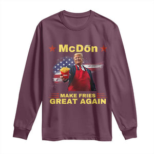 Funny Trump Friend Fry Long Sleeve Shirt McDon 2024 Make Fries Great Again TS02 Maroon Print Your Wear