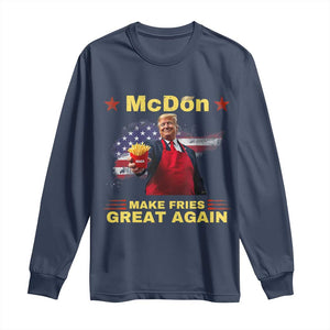 Funny Trump Friend Fry Long Sleeve Shirt McDon 2024 Make Fries Great Again TS02 Navy Print Your Wear