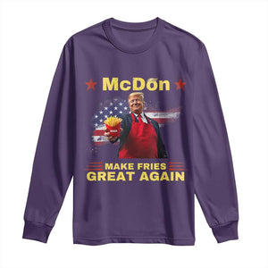 Funny Trump Friend Fry Long Sleeve Shirt McDon 2024 Make Fries Great Again TS02 Purple Print Your Wear