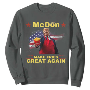 Funny Trump Friend Fry Sweatshirt McDon 2024 Make Fries Great Again TS02 Dark Heather Print Your Wear