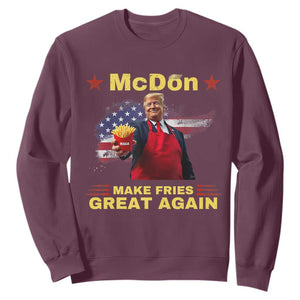 Funny Trump Friend Fry Sweatshirt McDon 2024 Make Fries Great Again TS02 Maroon Print Your Wear