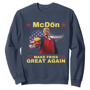 Funny Trump Friend Fry Sweatshirt McDon 2024 Make Fries Great Again TS02 Navy Print Your Wear