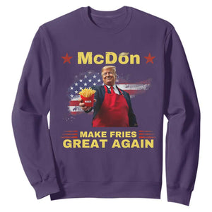 Funny Trump Friend Fry Sweatshirt McDon 2024 Make Fries Great Again TS02 Purple Print Your Wear