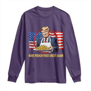 Funny Trump Fry 2024 Long Sleeve Shirt Make French Fries Great Again American Flag TS02 Purple Print Your Wear