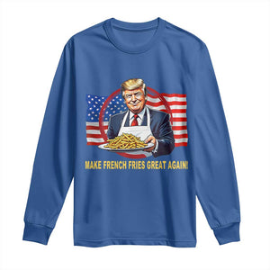 Funny Trump Fry 2024 Long Sleeve Shirt Make French Fries Great Again American Flag TS02 Royal Blue Print Your Wear