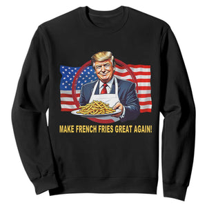 Funny Trump Fry 2024 Sweatshirt Make French Fries Great Again American Flag TS02 Black Print Your Wear