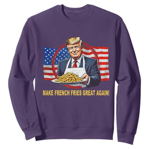 Funny Trump Fry 2024 Sweatshirt Make French Fries Great Again American Flag TS02 Purple Print Your Wear