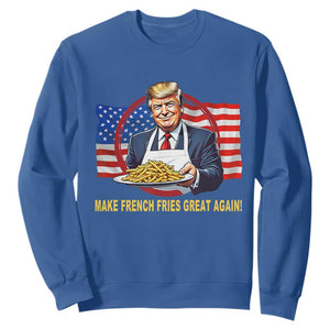 Funny Trump Fry 2024 Sweatshirt Make French Fries Great Again American Flag TS02 Royal Blue Print Your Wear