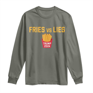 Funny Trump French Fry 2024 Long Sleeve Shirt Fries vs Lies TS02 Military Green Print Your Wear