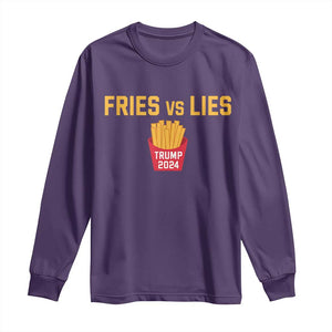 Funny Trump French Fry 2024 Long Sleeve Shirt Fries vs Lies TS02 Purple Print Your Wear