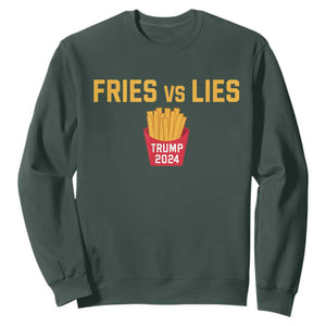 Funny Trump French Fry 2024 Sweatshirt Fries vs Lies TS02 Dark Forest Green Print Your Wear