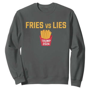 Funny Trump French Fry 2024 Sweatshirt Fries vs Lies TS02 Dark Heather Print Your Wear