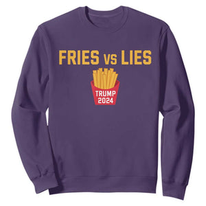 Funny Trump French Fry 2024 Sweatshirt Fries vs Lies TS02 Purple Print Your Wear