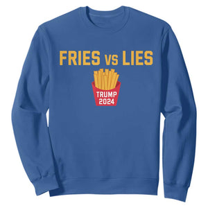 Funny Trump French Fry 2024 Sweatshirt Fries vs Lies TS02 Royal Blue Print Your Wear