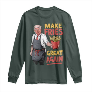 Funny Trump Fry 2024 Long Sleeve Shirt Make Fries Great Again TS02 Dark Forest Green Print Your Wear