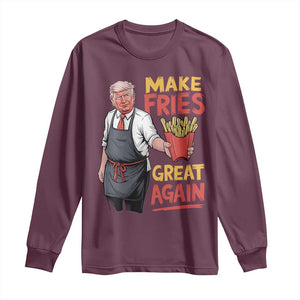 Funny Trump Fry 2024 Long Sleeve Shirt Make Fries Great Again TS02 Maroon Print Your Wear