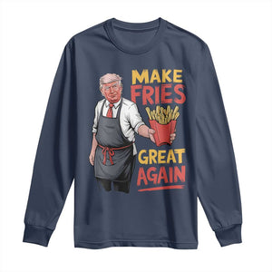 Funny Trump Fry 2024 Long Sleeve Shirt Make Fries Great Again TS02 Navy Print Your Wear