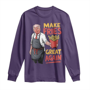 Funny Trump Fry 2024 Long Sleeve Shirt Make Fries Great Again TS02 Purple Print Your Wear