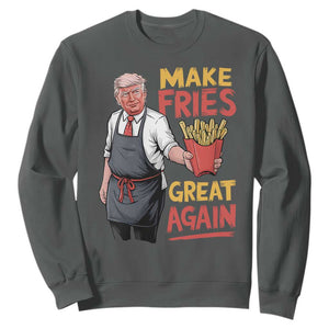 Funny Trump Fry 2024 Sweatshirt Make Fries Great Again TS02 Dark Heather Print Your Wear