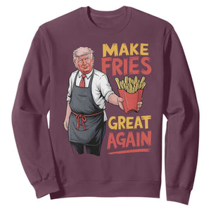 Funny Trump Fry 2024 Sweatshirt Make Fries Great Again TS02 Maroon Print Your Wear