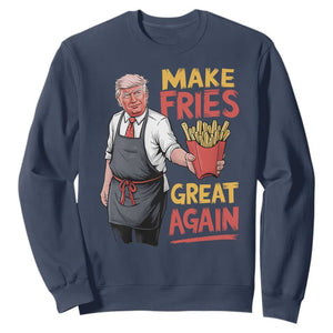 Funny Trump Fry 2024 Sweatshirt Make Fries Great Again TS02 Navy Print Your Wear