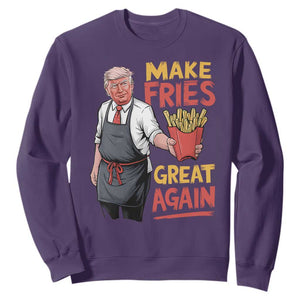 Funny Trump Fry 2024 Sweatshirt Make Fries Great Again TS02 Purple Print Your Wear