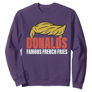 Funny Donalds Famous French Fries Sweatshirt Trump 2024 Cooks and Serving Fry TS02 Purple Print Your Wear