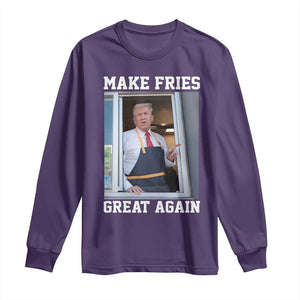 Funny Trump Serving Fry Long Sleeve Shirt Make Fries Great Again Donald Trump 2024 TS02 Purple Print Your Wear