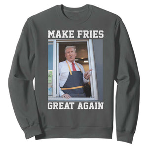 Funny Trump Serving Fry Sweatshirt Make Fries Great Again Donald Trump 2024 TS02 Dark Heather Print Your Wear