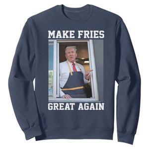 Funny Trump Serving Fry Sweatshirt Make Fries Great Again Donald Trump 2024 TS02 Navy Print Your Wear