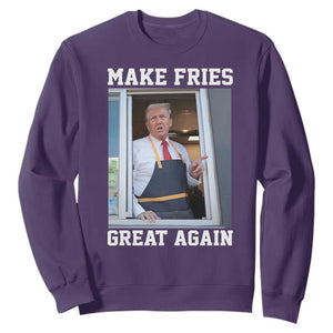 Funny Trump Serving Fry Sweatshirt Make Fries Great Again Donald Trump 2024 TS02 Purple Print Your Wear